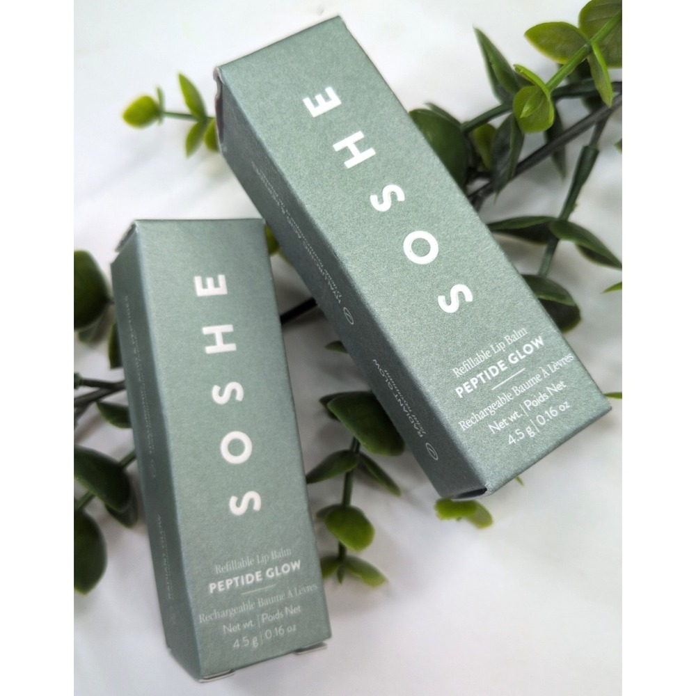 NEW IN BOX LOT 2 BRULEE & PEARL🥰SOSHE Refillable Lip Balm Peptide Glow Gloss